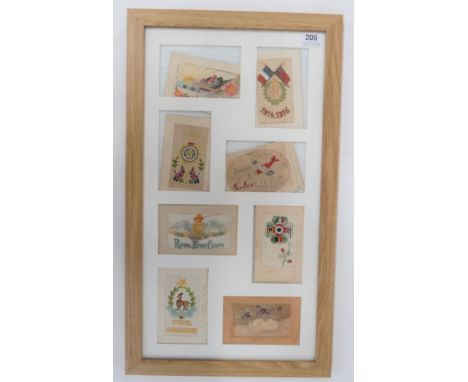 WW1 Regimental Silk Embroidered Postcards. Eight examples of the embroidered postcards sent to loved ones from the troops in 