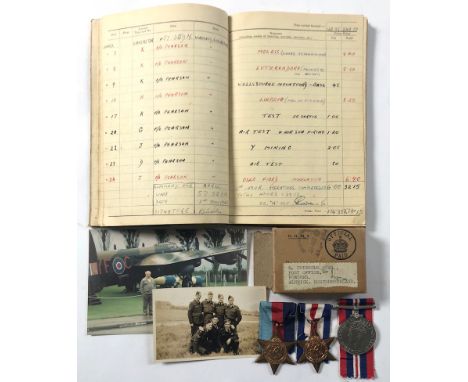 WW2 57 Squadron Wireless Operators Medals & Log Book. .Awarded to Sergeant R. Chisholm who completed a tour of operations wit