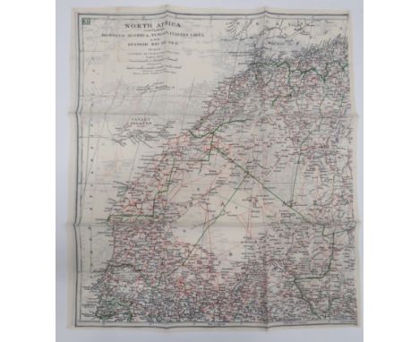 RAF WW2 Silk Escape Map North Africacolour printed, double sided, "K2/K3" silk map covering Morocco, Algeria, Tunisia, Italia