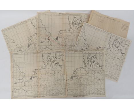 WW2 Bomber Command Operationally Used Captain of Aircraft Maps. .A selection of 5 maps Newcastle to Prague and corrected to 1