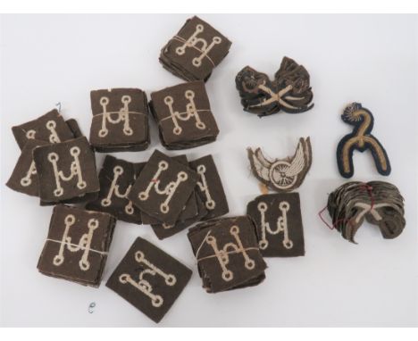 WW2 British Army Trade badges etcA large quantity including: white embroidered horse bits embroidered onto khaki felt. .... c