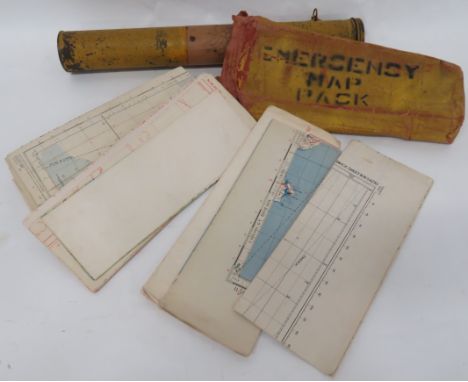 WW2 RAF Emergency Map Pack. .An interesting and unusual example, possibly for Coastal Command aircraft.  A yellow painted can