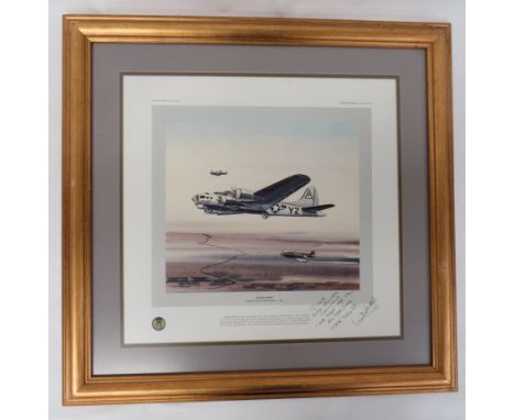 Limited Edition Print "Almost Home" of a B17 and Escortlimited edition of 1000 prints.  Showing a B17 of the 8th Air Force, t