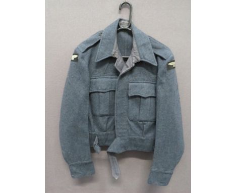 1944 Dated RAF War Service Dress Blouseblue grey, woollen, single breasted, closed collar, short blouse.  Pleated chest pocke