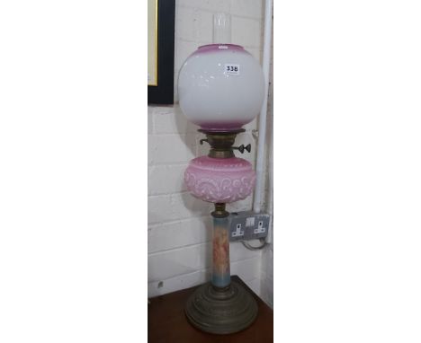 OIL LAMP WITH AMETHYST TIPPED SHADE
