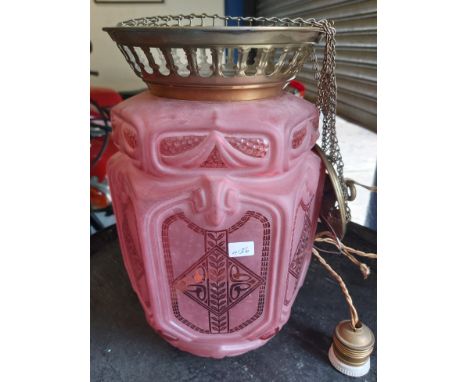 LARGE HANGING ANTIQUE RUBY SHADE