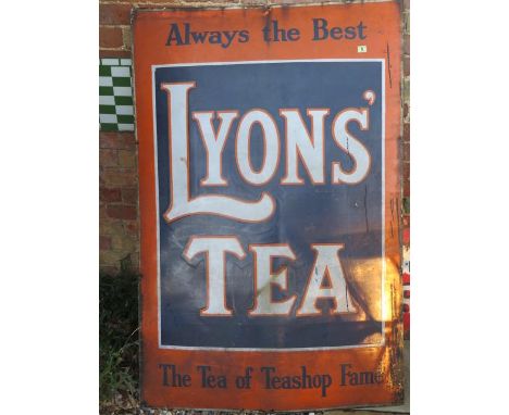 A large Lyons Tea enamel sign - 150cm x 100cm - reasonably good 
