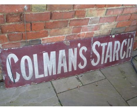 A Colmans Starch enamel sign - 41cm x 158cm - some chipping 