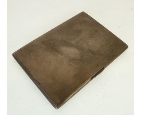 ENGINE TURNED SILVER CIGARETTE CASE, rectangular with foliate border, Birmingham 1950, 5.75oz