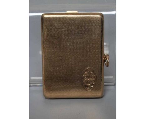 A 9CT GOLD MATCH BOOK CASE by Wm. Neale &amp; Son Ltd., Birmingham 1926, of plain oblong form with all-over engine turning en