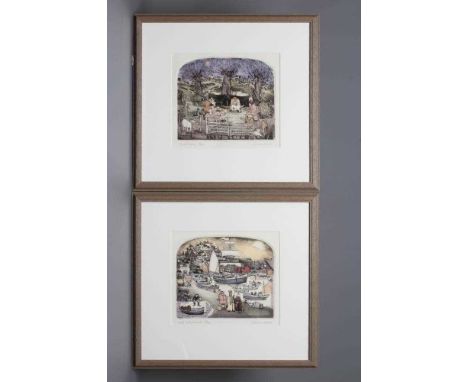 Y GRAHAM CLARKE (b.1941)'Just Abiding' and 'Look What's Arrived', a pair, each signed and numbered, etchings,10" x 11 1/2" (S