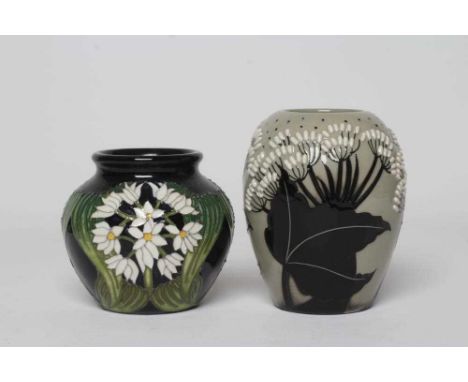 TWO MOORCROFT POTTERY SMALL VASES comprising Summer Silhouette by Angie Davenport, 2014, 3 1/2" high, and a Wild Garlic (Herb