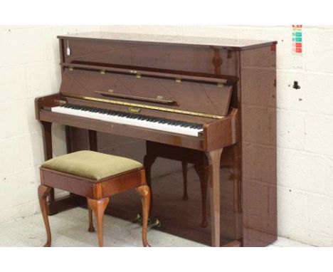 AN UPRIGHT MAHOGANY CASED PIANO BY CHAPPELL, modern, the overstrung movement with sostenuto pedal, the keyboard on square tap