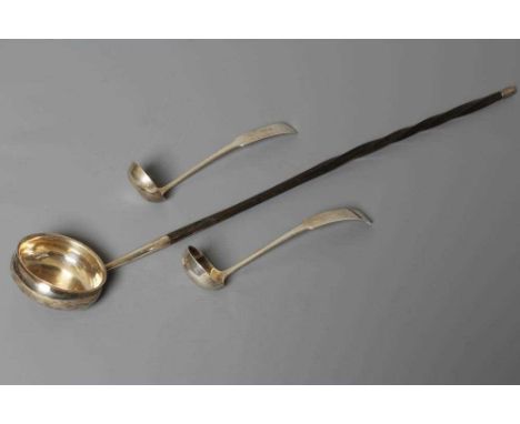 A PAIR OF LATE GEORGE III SCOTTISH SILVER FIDDLE PATTERN CREAM LADLES probably by George Fenwick, Edinburgh 1812, 5 3/4" long