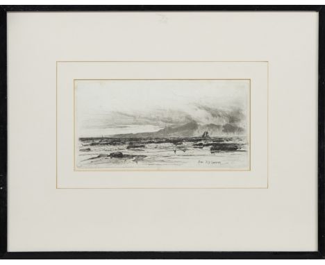 SIR DAVID YOUNG CAMERON ARSA RSW RA RSA (SCOTTISH 1865 - 1945), ARRAN etching on paper, titled and dated 1889 label verso ima