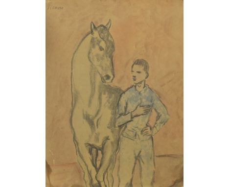 AFTER PABLO PICASSO (SPANISH 1881 - 1973), HORSE AND BOY print on paper board overall size 40cm x 30cm Unframed.