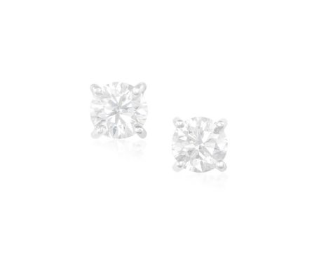 A PAIR OF DIAMOND EARSTUDSEach brilliant-cut diamond within a four-claw setting, mounted in 18K goldAccompanied by laboratory