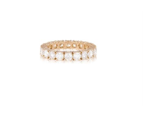 A DIAMOND ETERNITY RINGDesigned as a continuous row of claw-set round brilliant-cut diamonds, mounted in 18K rose gold, diamo