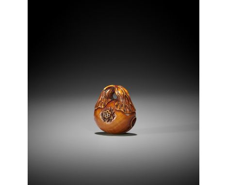 ISHIKAWA RENSAI: A SUPERB IVORY NETSUKE OF A LOTUS MOKUGYOBy Ishikawa Rensai, sealed Ren 蓮Japan, Tokyo, Asakusa, second half 
