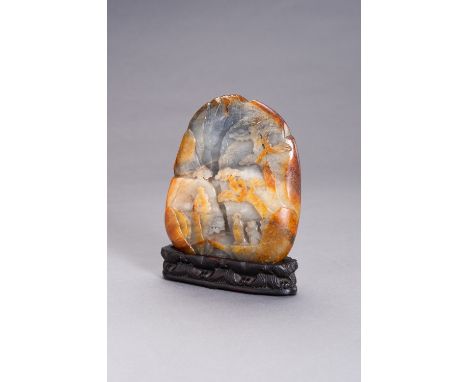 A GRAY AND RUSSET JADE BOULDER WITH IMMORTALS, LATE QING TO REPUBLICChina, late Qing dynasty (1644-1912) to Republic period (