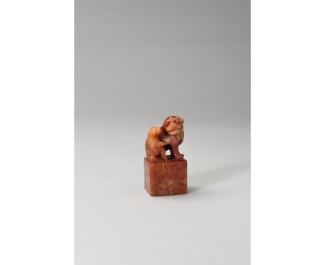 A SOAPSTONE 'BUDDHIST LION' SEALChina, Qing Dynasty (1644-1912). The Buddhist lion turning his head backwards towards the cub