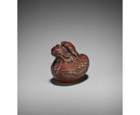 REIGEN: A WOOD NETSUKE OF A DRAGON HATCHLINGBy Geijo Reigen (born 1935), signed ReigenJapan, c. 1970Published: Lazarnick, Geo