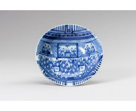 A BLUE AND WHITE PORCELAIN BOWLJapan, 19th centuryThe Japanese Arita porcelain bowl of concave form with a slightly everted r
