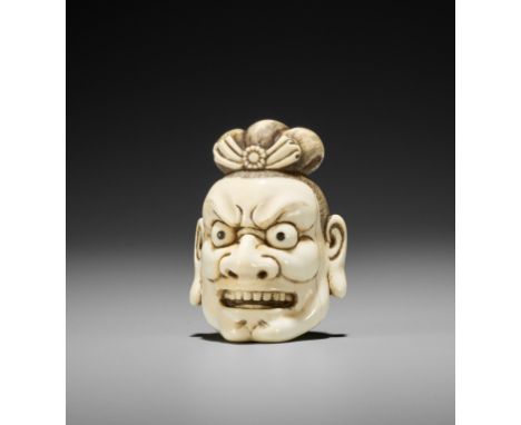 A FINE IVORY NETSUKE OF A SEVERED NIO HEADBy Shinsai, signed Shinsai 眞齋Japan, first half of 19th century, Edo period (1615-18