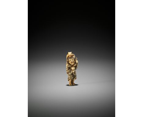 YOSHIMASA: AN IVORY NETSUKE OF GAMA SENNINBy Yoshimasa, signed Yoshimasa Japan, Kyoto, late 18th century to early 19th centur