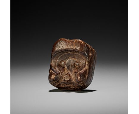 AN AMUSING AND UNUSUAL KIRI (PAULOWNIA) WOOD MASK NETSUKE OF A KAPPAUnsignedJapan, 18th to early 19th century, Edo period (16