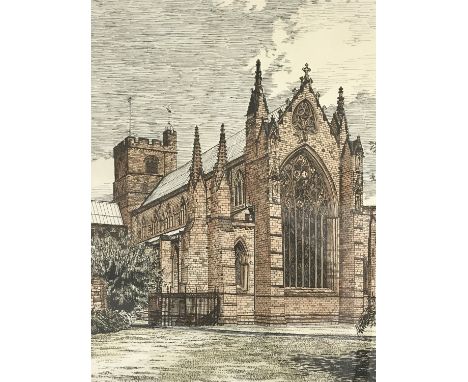 A framed Carlisle cathedral print by K. Robinson