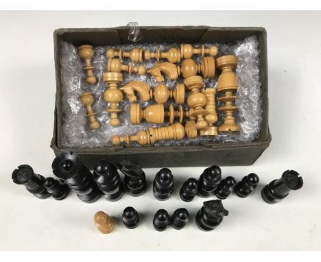 Vintage wooden chess pieces 