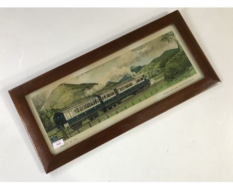 A railway print entitled Travel in 1910, Coniston Steam Motor Train and Furness Railway