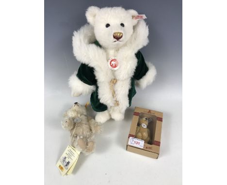 A Steiff Classic Teddy bear together with two Steiff miniature bears for the years 1997 and 2001