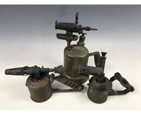 Three vintage blow lamps