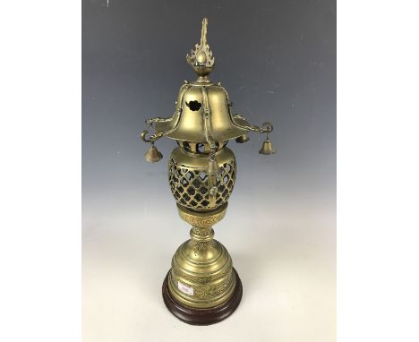 A 1930's Chinese brass table lamp