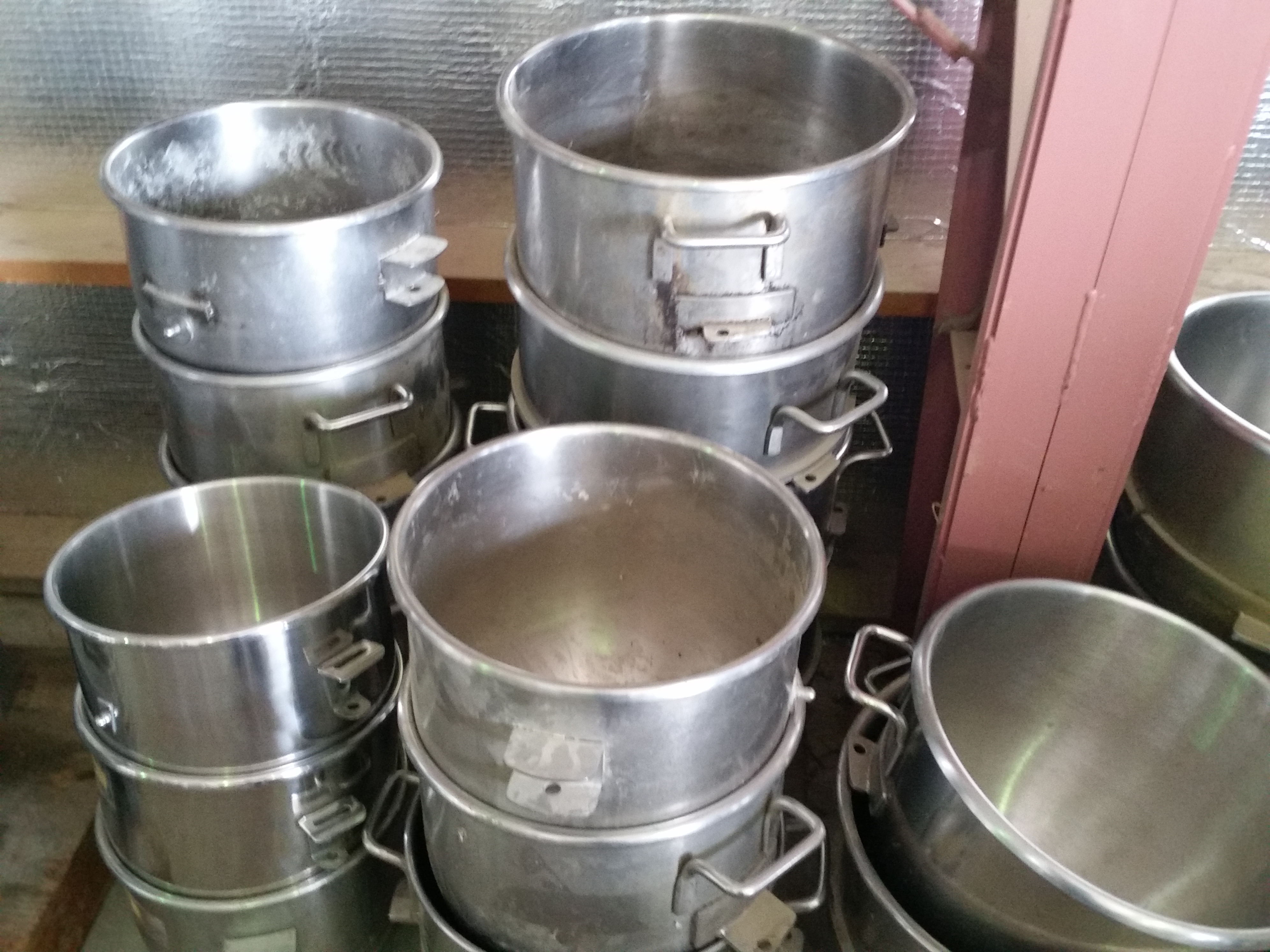 4 used 80 Qt. stainless steel mixer bowls