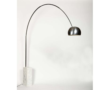 A floor lamp "Arco", metal frame and lampshade, marble base, Italian, 20th/21st C.. Notes: with FLOS label. Based on the mode