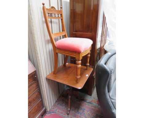 MAHOGANY TRIPOD TABLE AND SINGLE CHAIR 