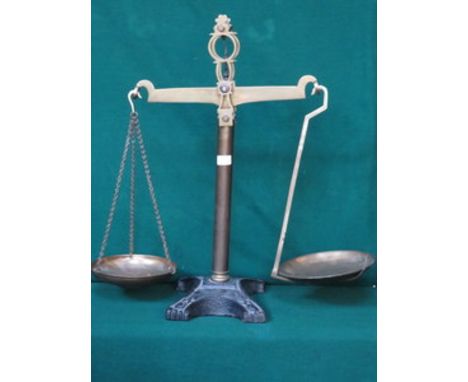 VINTAGE SET OF CAST IRON AND BRASS WEIGHING SCALES 