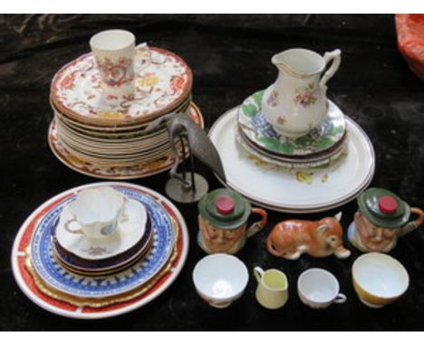 PARCEL OF CERAMICS INCLUDING MASONS PLATES, COMMEMORATIVE WARE INCLUDING WILEMAN AND CO CUP AND SAUCER, PLUS OTHER SUNDRY CHI