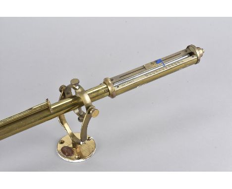 A 20th Century Vastey Brothers brass ships mercury stick barometer, and thermometer on gimbal bracket No 107, 92 cm high 