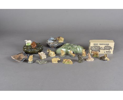 A large collection of Wade figures, and whimsie animals, the figures depicting scenes from literature, including Molly Malone