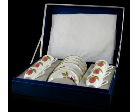 A Royal Worcester Evesham pattern coffee service, the six place settings in original fitted case.