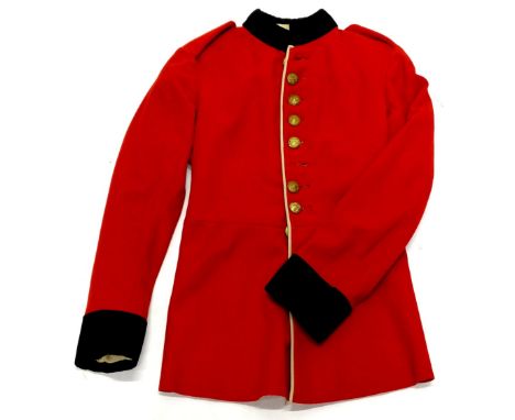 A vintage scarlet wool tunic, with regimental buttons, etc. 