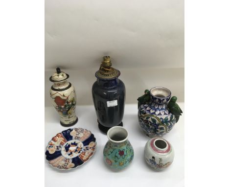 A Chinese  drip glaze vase converted to a lamp, Iznek type vase and Chinese ceramics