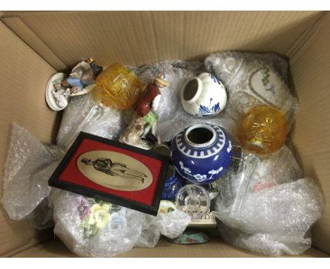 A box containing a collection of general china and ceramic.