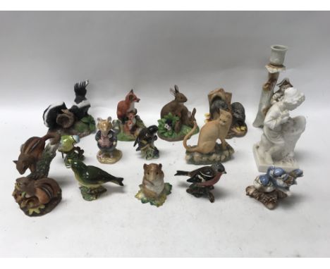 A collection of various wildlife ceramic figures including Royal Doulton Beatrix Potter characters and Beswick.