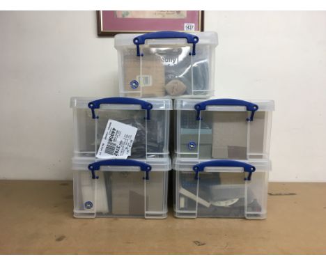 A large collection of clock tools and parts comprising of 10 boxes to include various clock faces, fixings, dremmel accessori