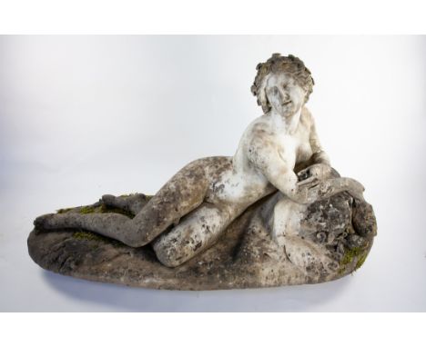 After Luigi Bienaimea:  (1795-1878) A white marble figure of Reclining Bacchante19th century apparently unsigned, carved from